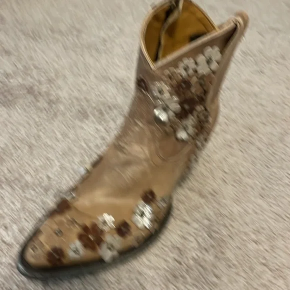Brown Floral Embellished Ankle Boots by old gringo - Picture 2 of 6